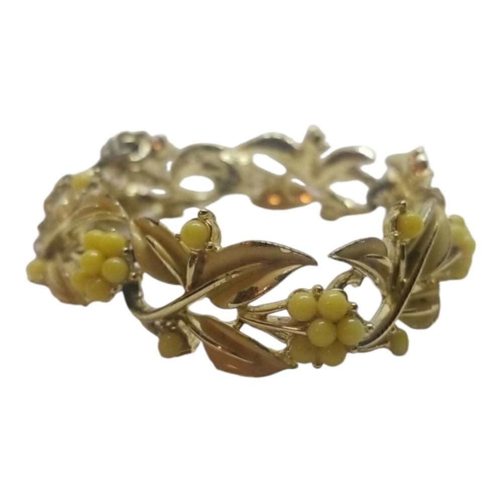 Coro Bracelet Yellow Leaves Berries Gold Tone Rare Broken Vintage